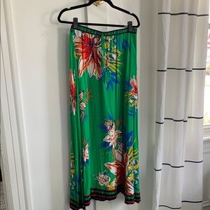 Freemarket by Flying Tomato Floral Green Maxi Skirt Easy Flowing Tropical Sz L